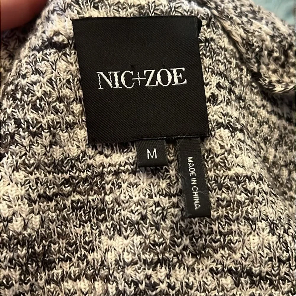 Nic & Zoe Black & White Open Front Cardigan - Size Medium